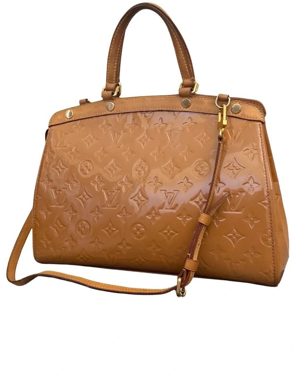 Louis Vuitton Vernis Brea GM Bronze Patent Leather Satchel Shoulder Bag